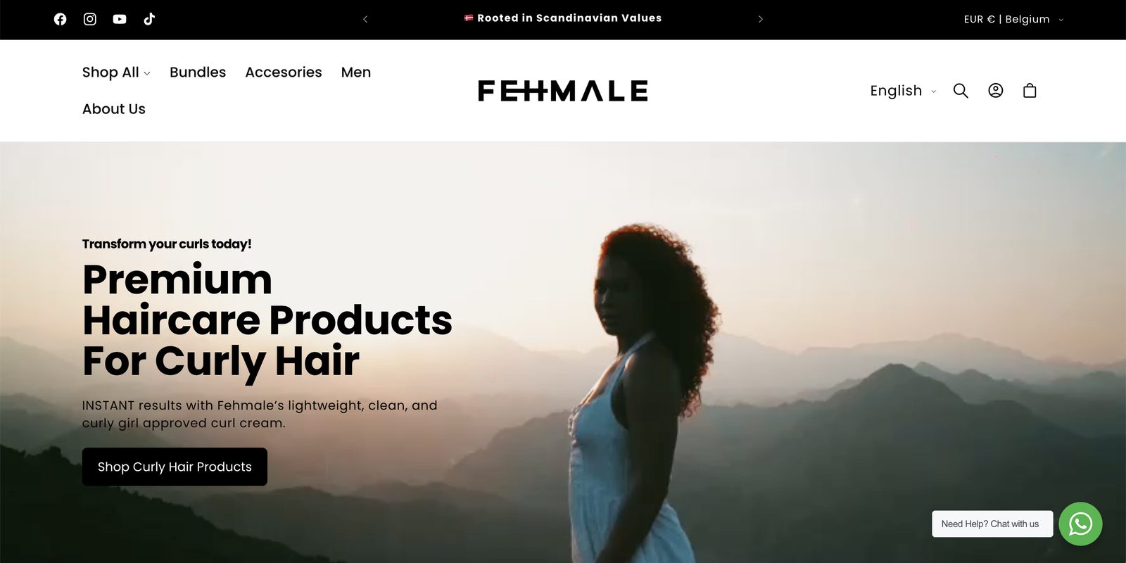 Fehmale website homepage